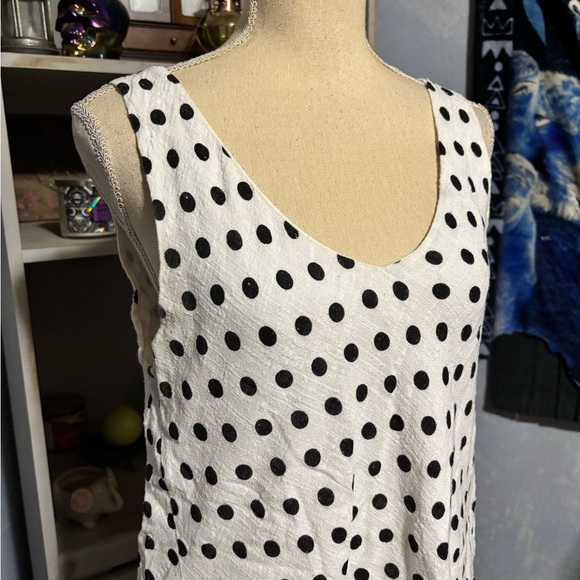 Papillon Blanc Black and White Polka Dot Midi Dress - Picture 4 of 16